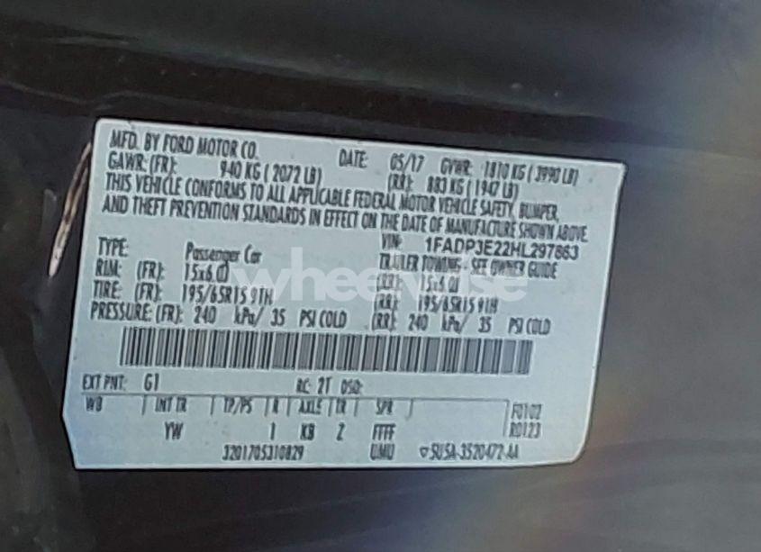 Photo 9 of 2017 Ford Focus S (VIN 1FADP3E22HL297863)