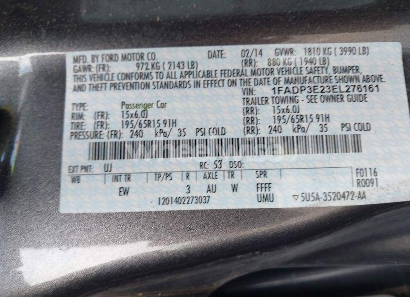 Photo 9 of 2014 Ford Focus S (VIN 1FADP3E23EL276161)