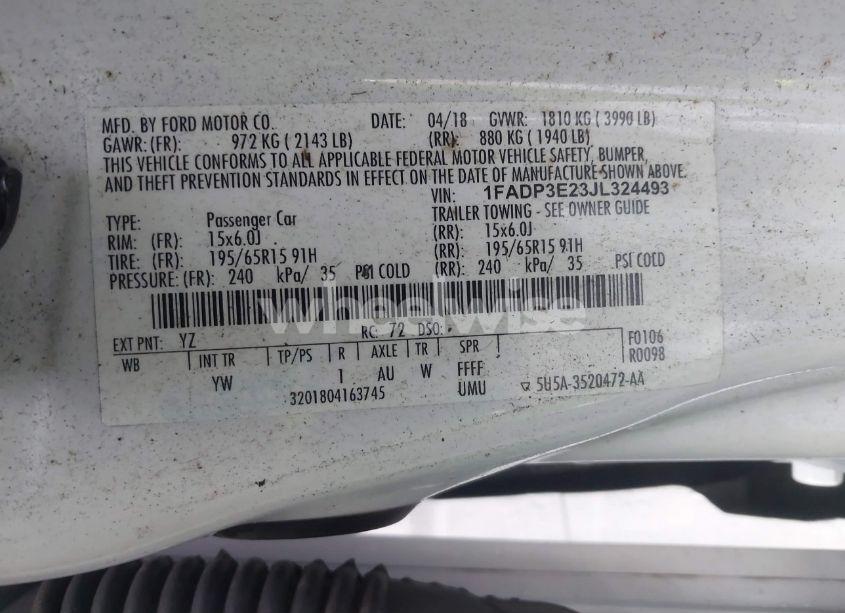 Photo 9 of 2018 Ford Focus S (VIN 1FADP3E23JL324493)