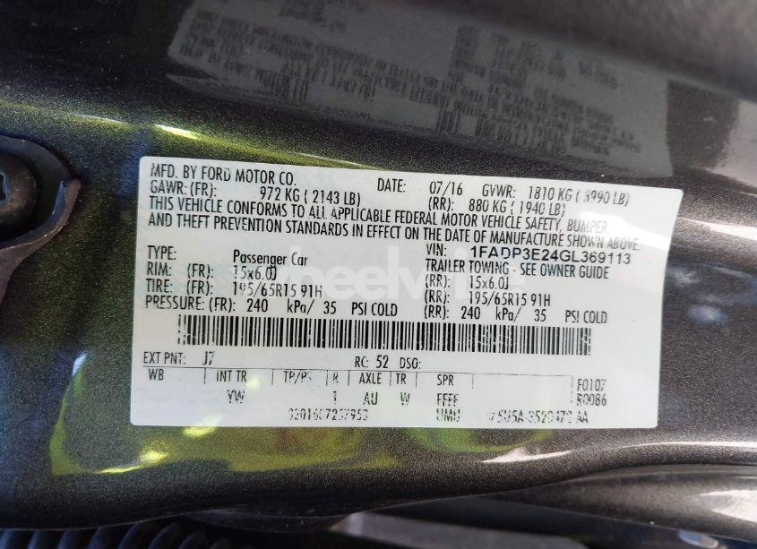 Photo 9 of 2016 Ford Focus S (VIN 1FADP3E24GL369113)