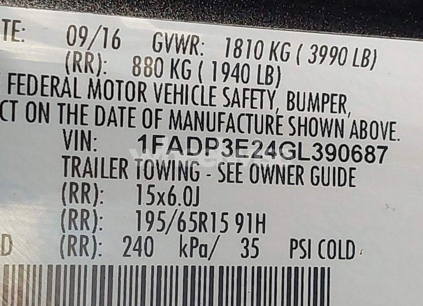 Photo 9 of 2016 Ford Focus S (VIN 1FADP3E24GL390687)