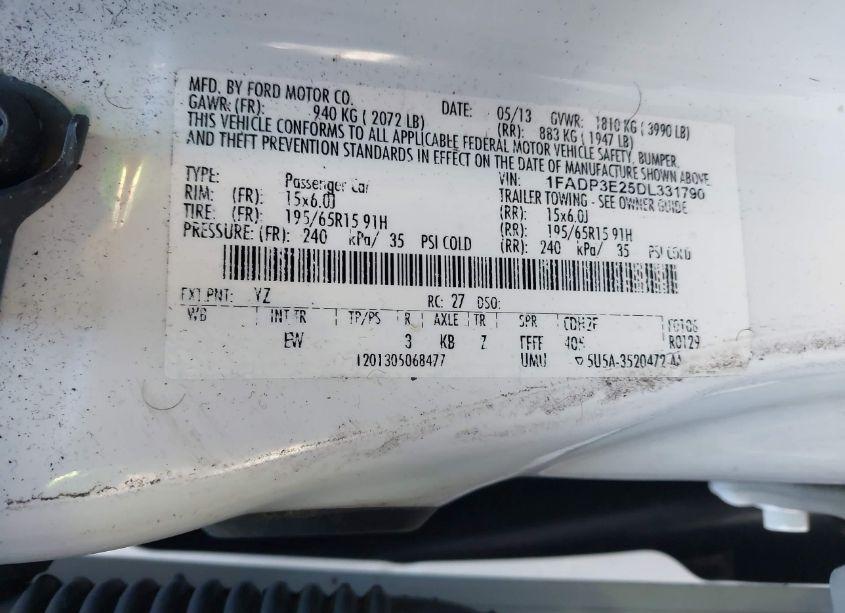 Photo 9 of 2013 Ford Focus S (VIN 1FADP3E25DL331790)