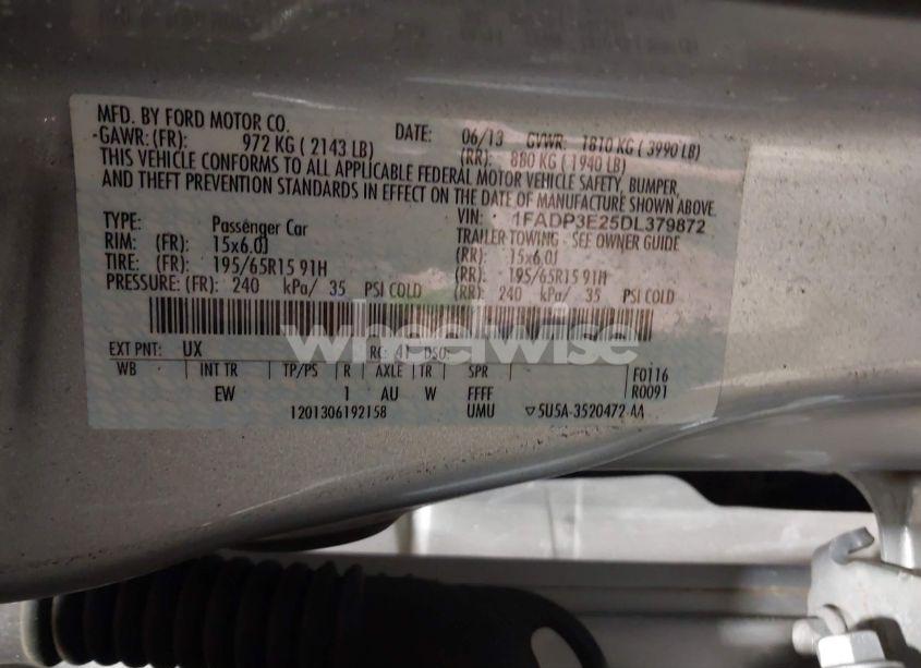 Photo 9 of 2013 Ford Focus S (VIN 1FADP3E25DL379872)