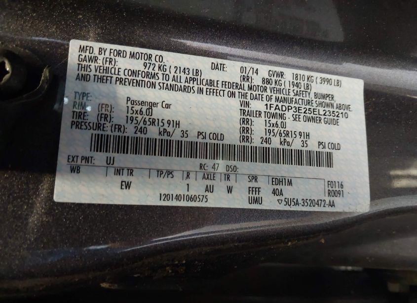 Photo 9 of 2014 Ford Focus S (VIN 1FADP3E25EL235210)