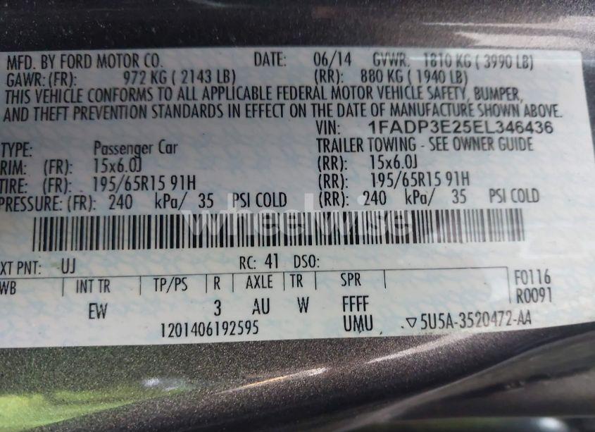 Photo 9 of 2014 Ford Focus S (VIN 1FADP3E25EL346436)