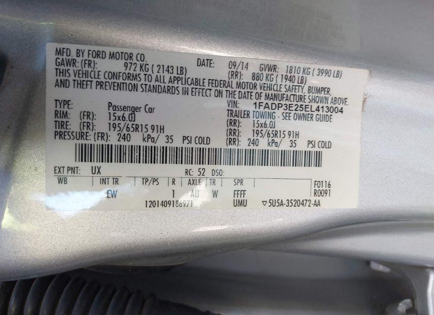 Photo 9 of 2014 Ford Focus S (VIN 1FADP3E25EL413004)