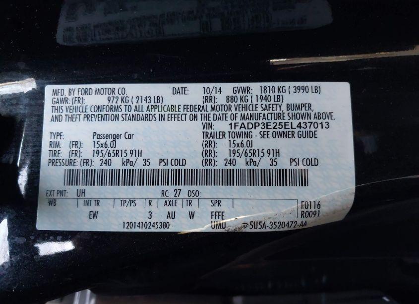 Photo 9 of 2014 Ford Focus S (VIN 1FADP3E25EL437013)