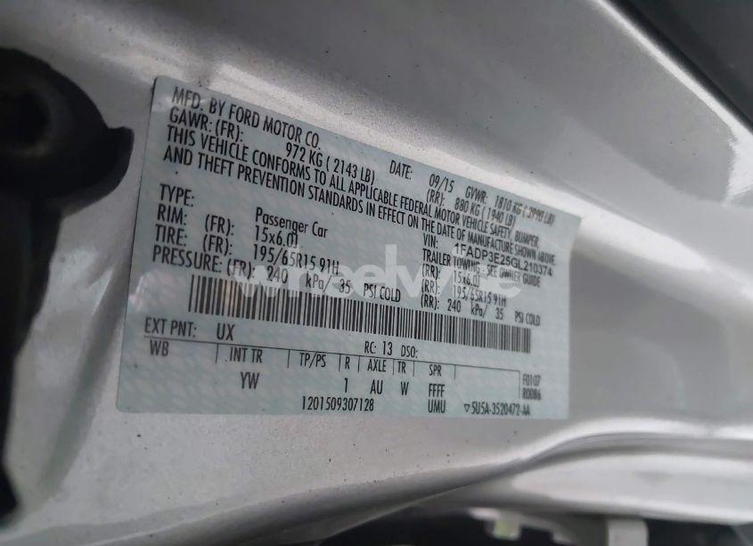 Photo 9 of 2016 Ford Focus S (VIN 1FADP3E25GL210374)