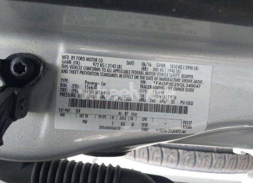 Photo 9 of 2016 Ford Focus S (VIN 1FADP3E25GL349047)