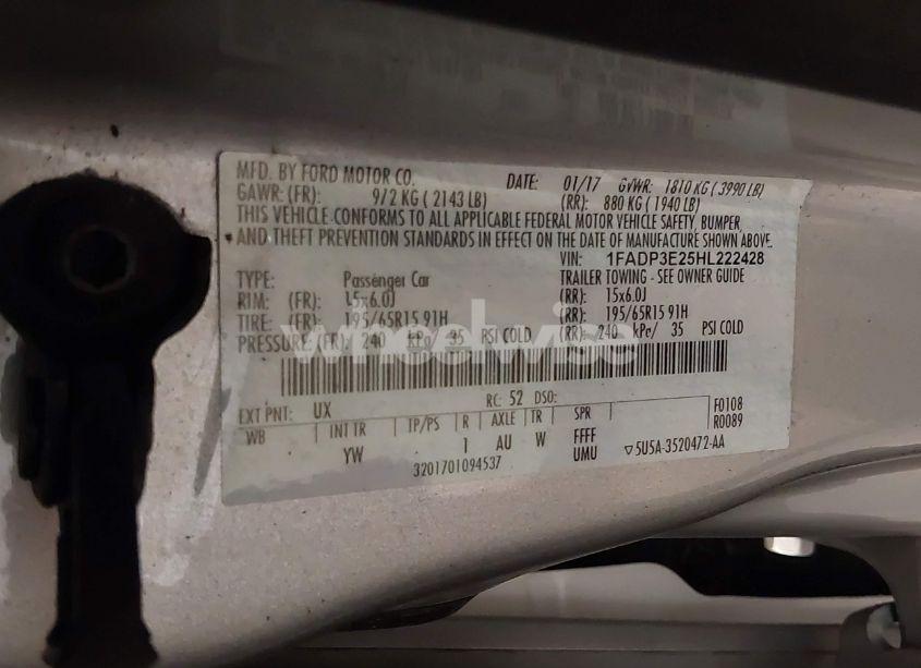 Photo 9 of 2017 Ford Focus S (VIN 1FADP3E25HL222428)