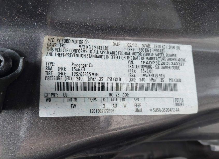 Photo 9 of 2013 Ford Focus S (VIN 1FADP3E26DL349327)