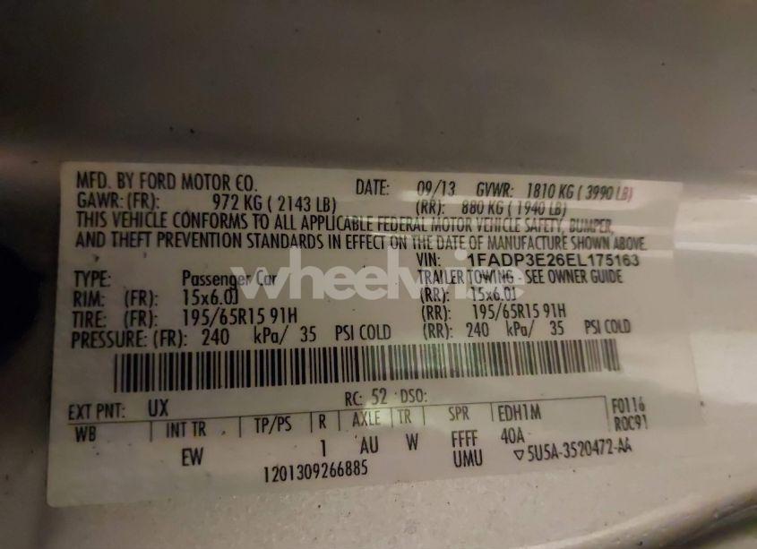 Photo 9 of 2014 Ford Focus S (VIN 1FADP3E26EL175163)