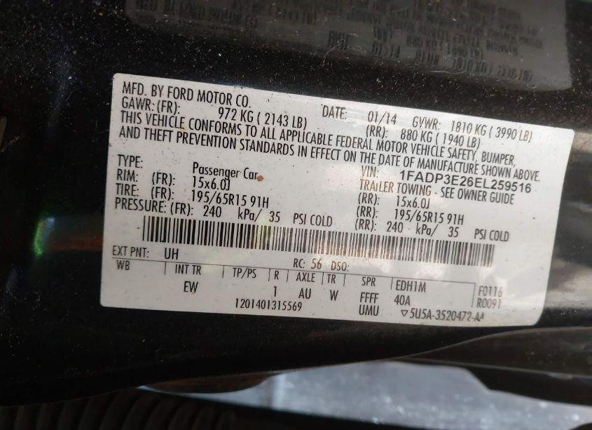 Photo 9 of 2014 Ford Focus S (VIN 1FADP3E26EL259516)