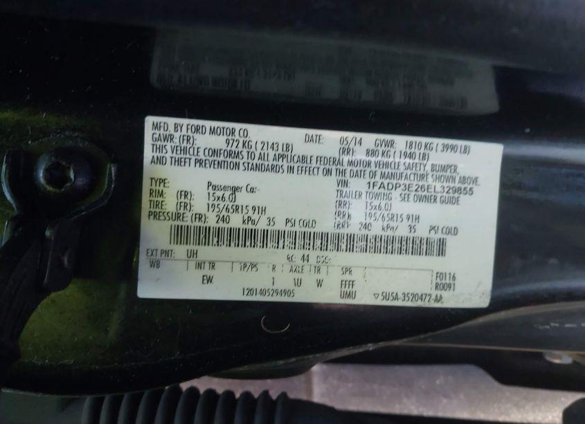 Photo 9 of 2014 Ford Focus S (VIN 1FADP3E26EL329855)