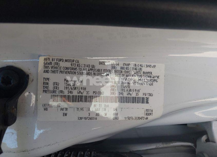 Photo 9 of 2014 Ford Focus S (VIN 1FADP3E26EL366050)