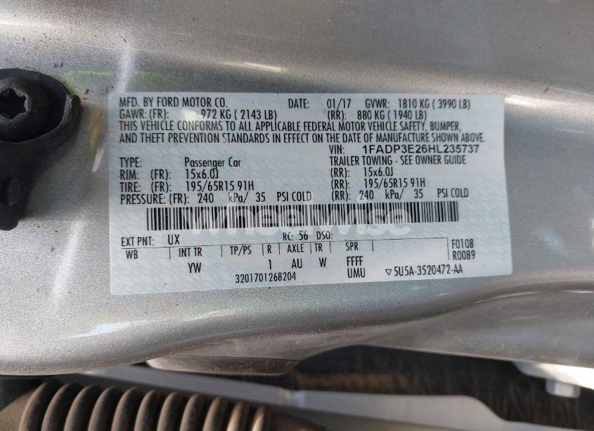 Photo 9 of 2017 Ford Focus S (VIN 1FADP3E26HL235737)