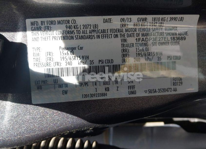 Photo 9 of 2014 Ford Focus S (VIN 1FADP3E27EL183689)