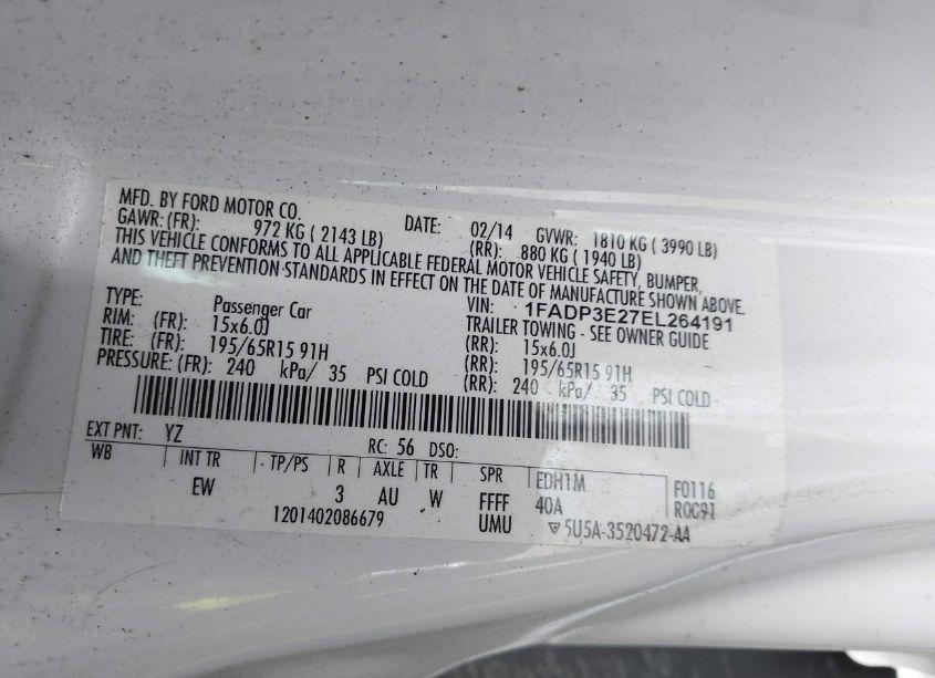 Photo 9 of 2014 Ford Focus S (VIN 1FADP3E27EL264191)