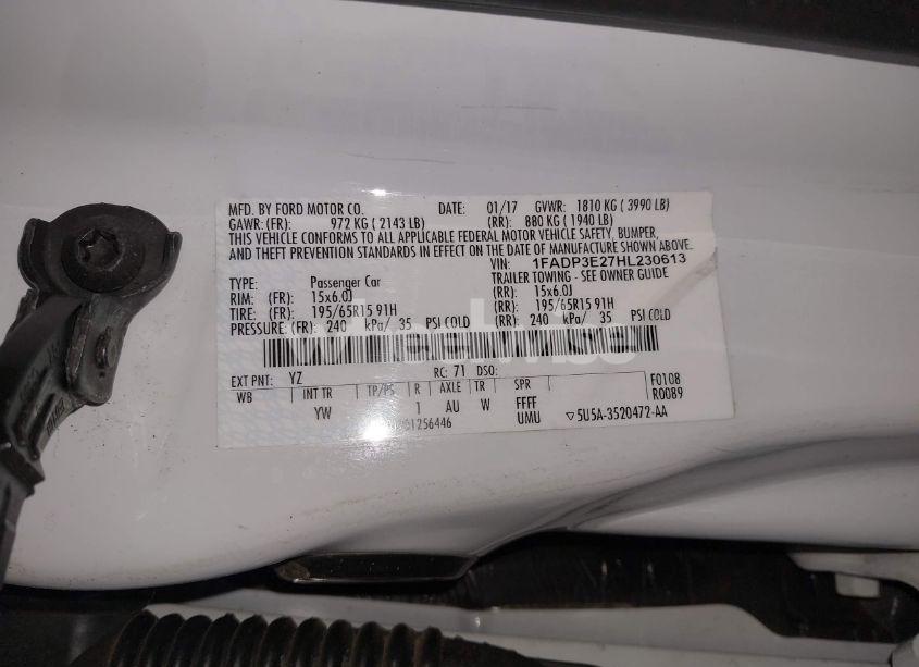 Photo 9 of 2017 Ford Focus S (VIN 1FADP3E27HL230613)