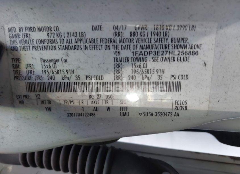 Photo 9 of 2017 Ford Focus S (VIN 1FADP3E27HL256886)