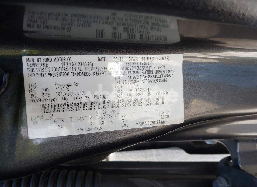 Photo 9 of 2016 Ford Focus S (VIN 1FADP3E28GL374167)