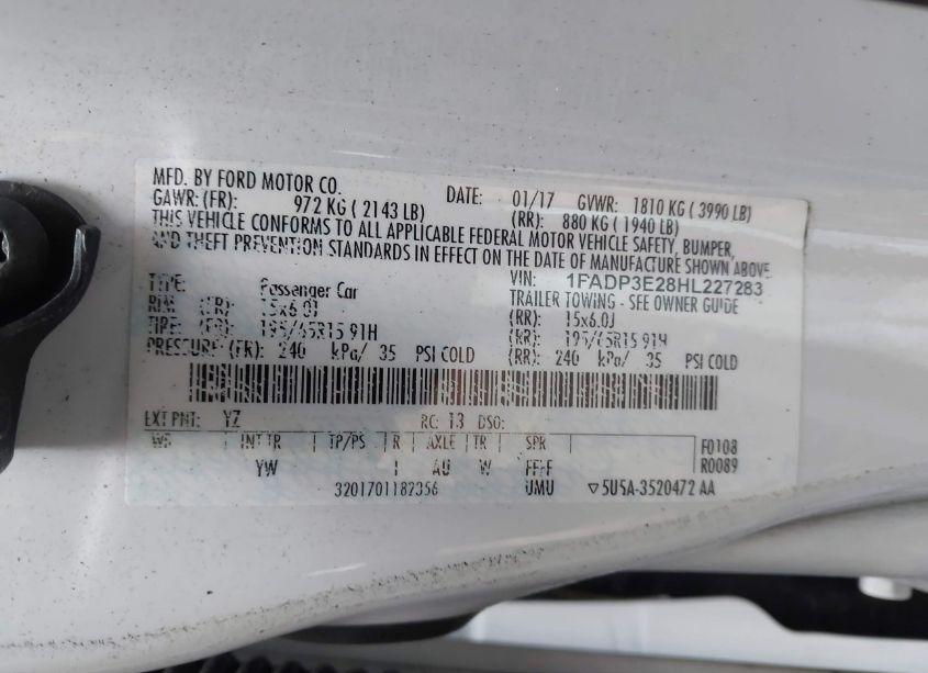 Photo 9 of 2017 Ford Focus S (VIN 1FADP3E28HL227283)