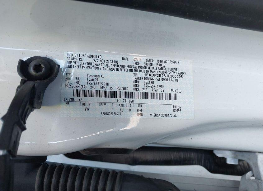 Photo 9 of 2018 Ford Focus S (VIN 1FADP3E28JL260595)