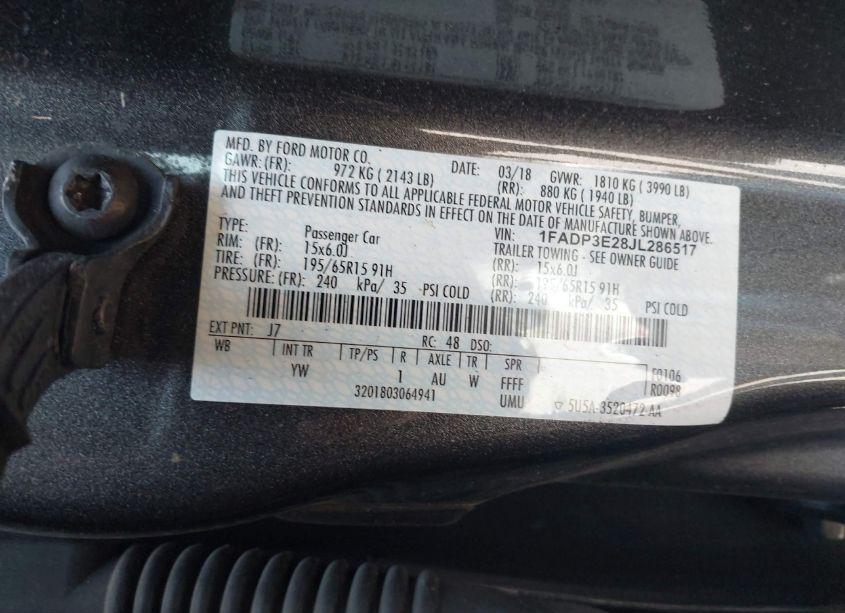 Photo 9 of 2018 Ford Focus S (VIN 1FADP3E28JL286517)