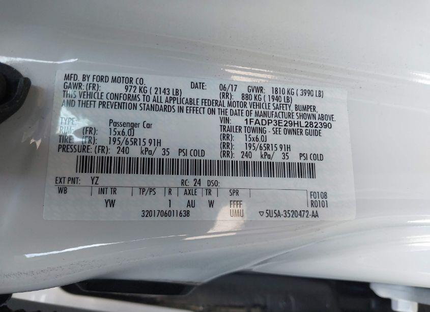 Photo 9 of 2017 Ford Focus S (VIN 1FADP3E29HL282390)