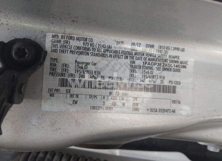 Photo 9 of 2013 Ford Focus S (VIN 1FADP3E2XDL145386)