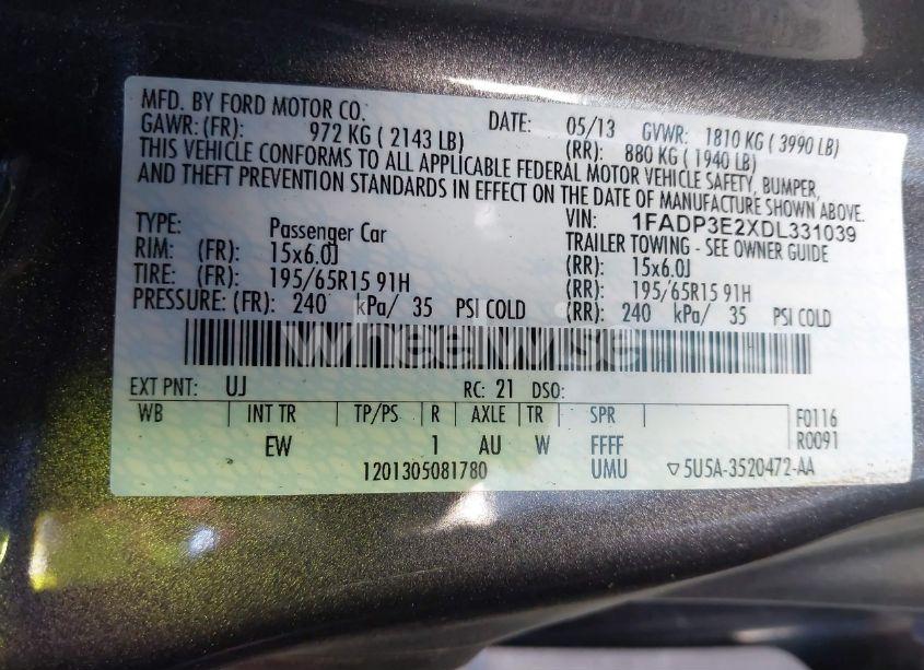 Photo 9 of 2013 Ford Focus S (VIN 1FADP3E2XDL331039)