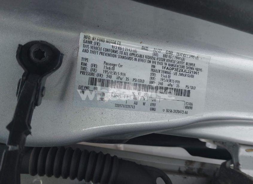 Photo 9 of 2018 Ford Focus S (VIN 1FADP3E2XJL221961)