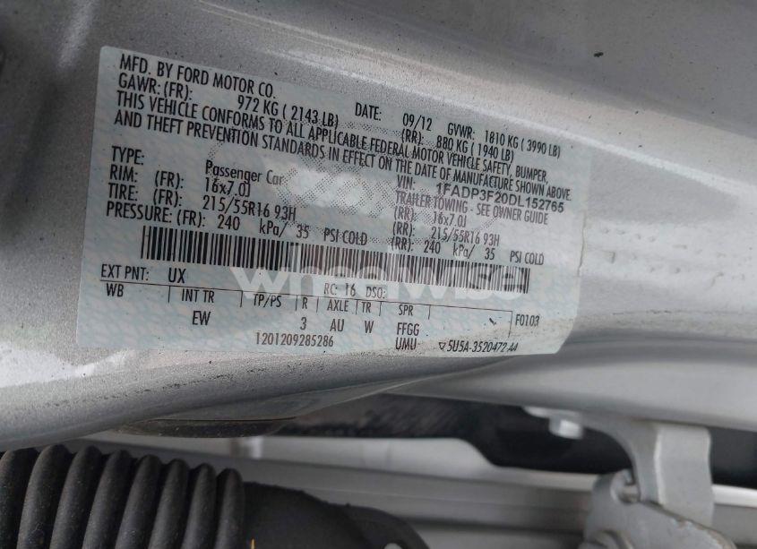 Photo 9 of 2013 Ford Focus SE (VIN 1FADP3F20DL152765)