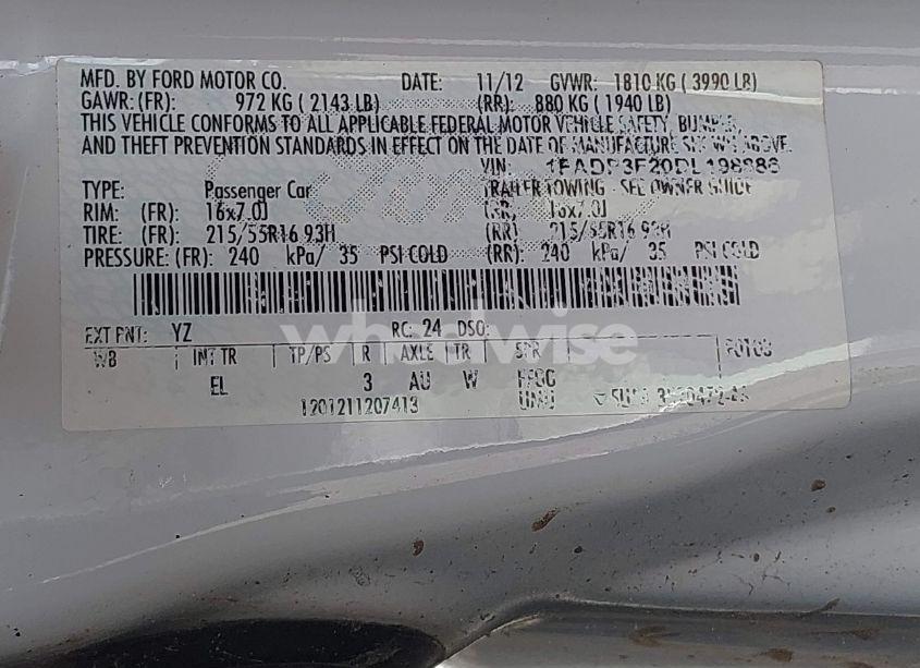 Photo 9 of 2013 Ford Focus SE (VIN 1FADP3F20DL198886)