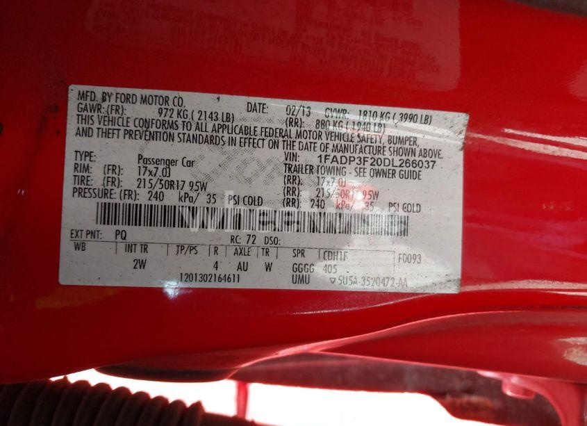 Photo 9 of 2013 Ford Focus SE (VIN 1FADP3F20DL266037)