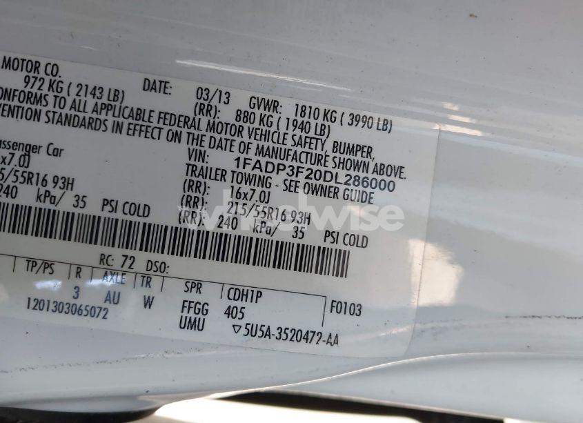 Photo 9 of 2013 Ford Focus SE (VIN 1FADP3F20DL286000)