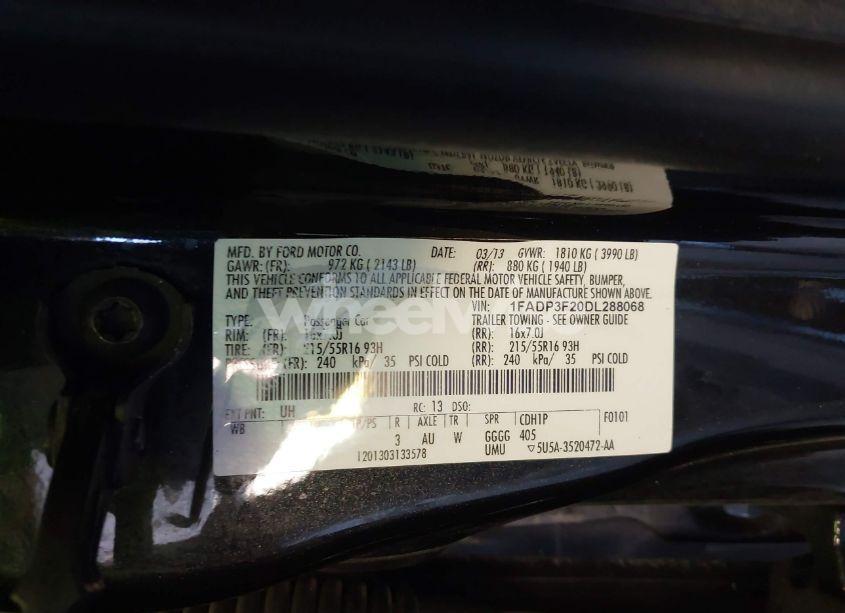 Photo 9 of 2013 Ford Focus SE (VIN 1FADP3F20DL288068)