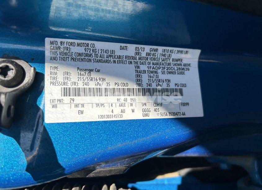 Photo 9 of 2013 Ford Focus SE (VIN 1FADP3F20DL289639)