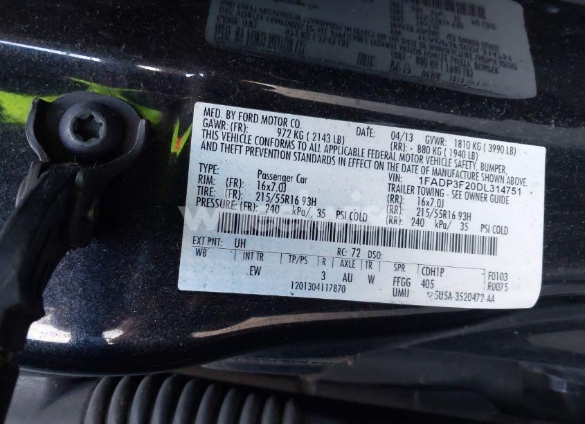 Photo 9 of 2013 Ford Focus SE (VIN 1FADP3F20DL314751)