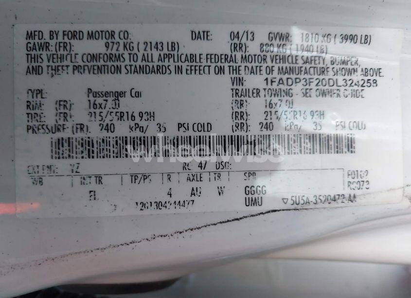 Photo 9 of 2013 Ford Focus SE (VIN 1FADP3F20DL324258)