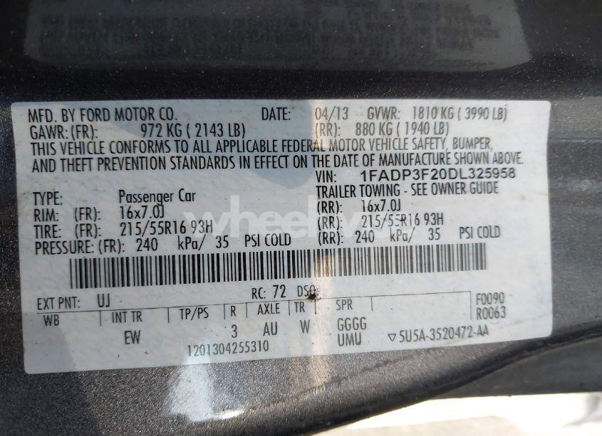 Photo 9 of 2013 Ford Focus SE (VIN 1FADP3F20DL325958)