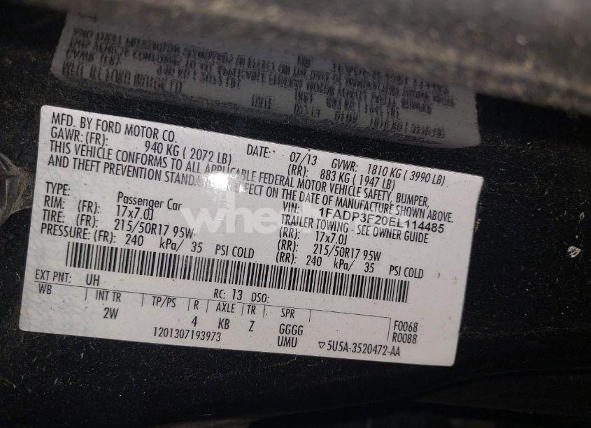 Photo 9 of 2014 Ford Focus SE (VIN 1FADP3F20EL114485)