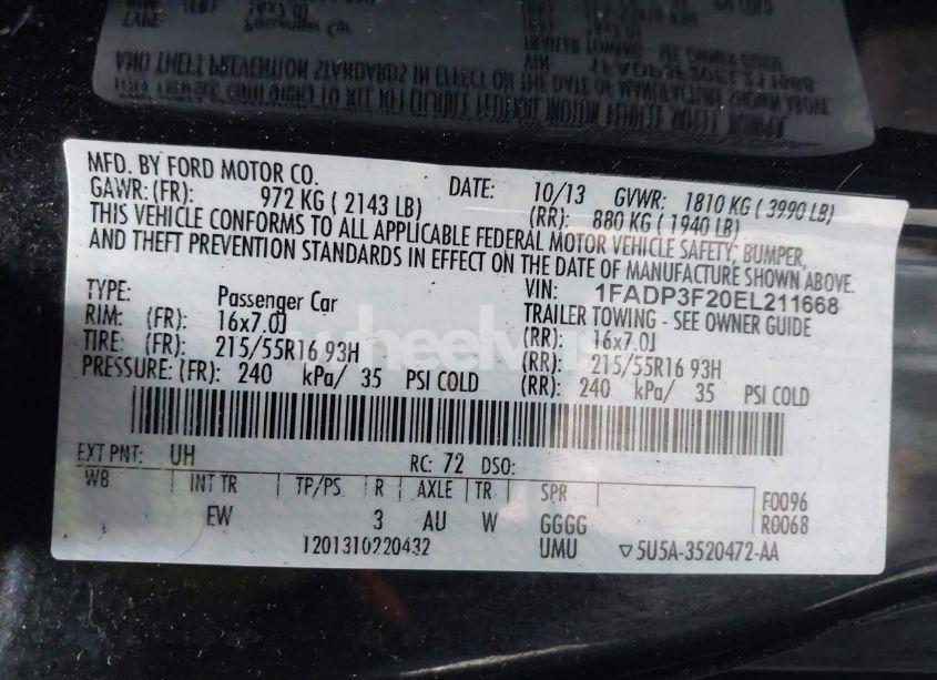 Photo 9 of 2014 Ford Focus SE (VIN 1FADP3F20EL211668)