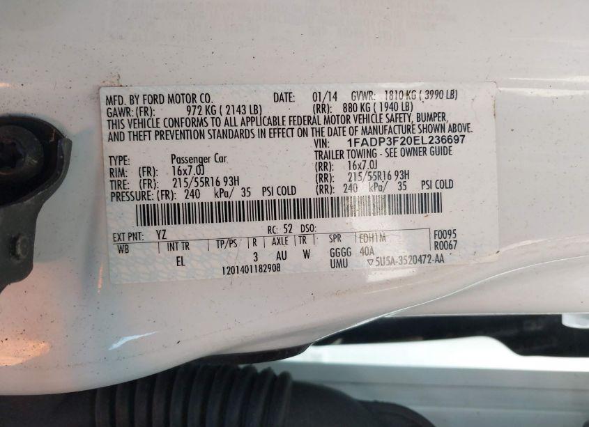 Photo 9 of 2014 Ford Focus SE (VIN 1FADP3F20EL236697)