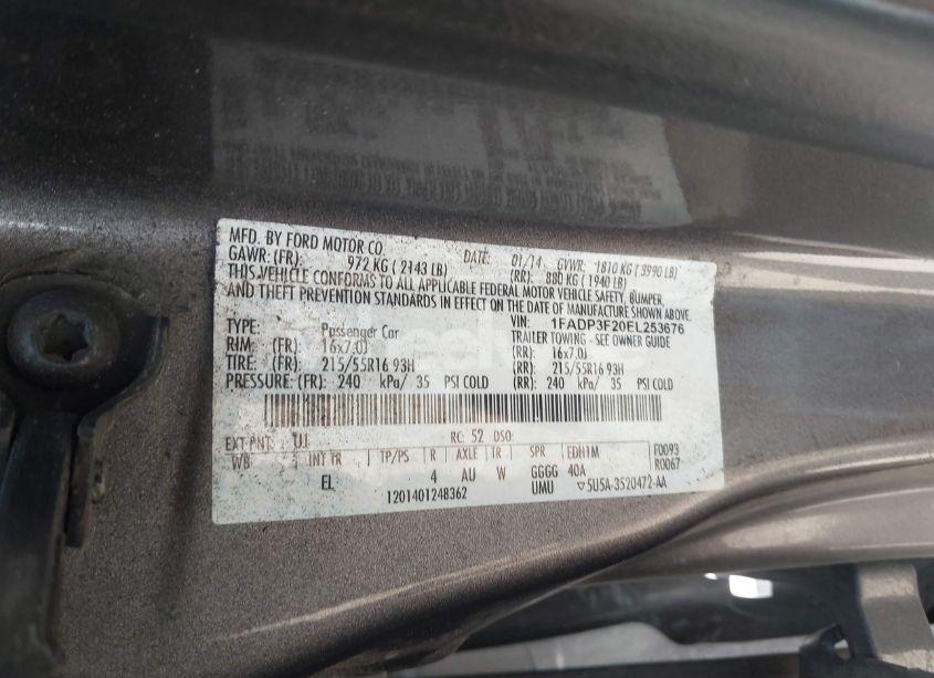 Photo 9 of 2014 Ford Focus SE (VIN 1FADP3F20EL253676)