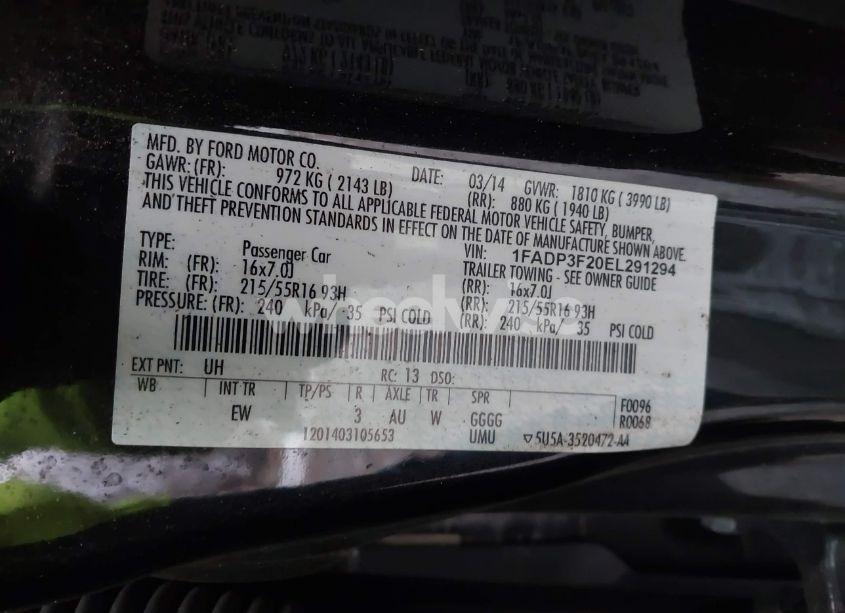 Photo 9 of 2014 Ford Focus SE (VIN 1FADP3F20EL291294)