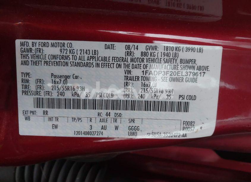 Photo 9 of 2014 Ford Focus SE (VIN 1FADP3F20EL379617)