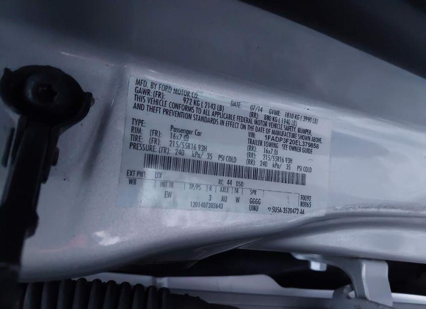 Photo 9 of 2014 Ford Focus SE (VIN 1FADP3F20EL379858)