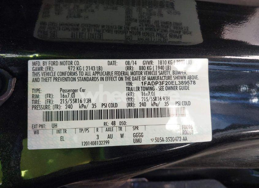 Photo 9 of 2014 Ford Focus SE (VIN 1FADP3F20EL389578)