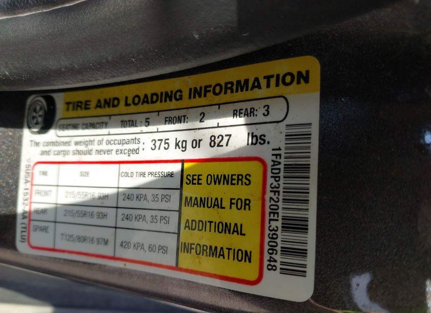 Photo 9 of 2014 Ford Focus SE (VIN 1FADP3F20EL390648)